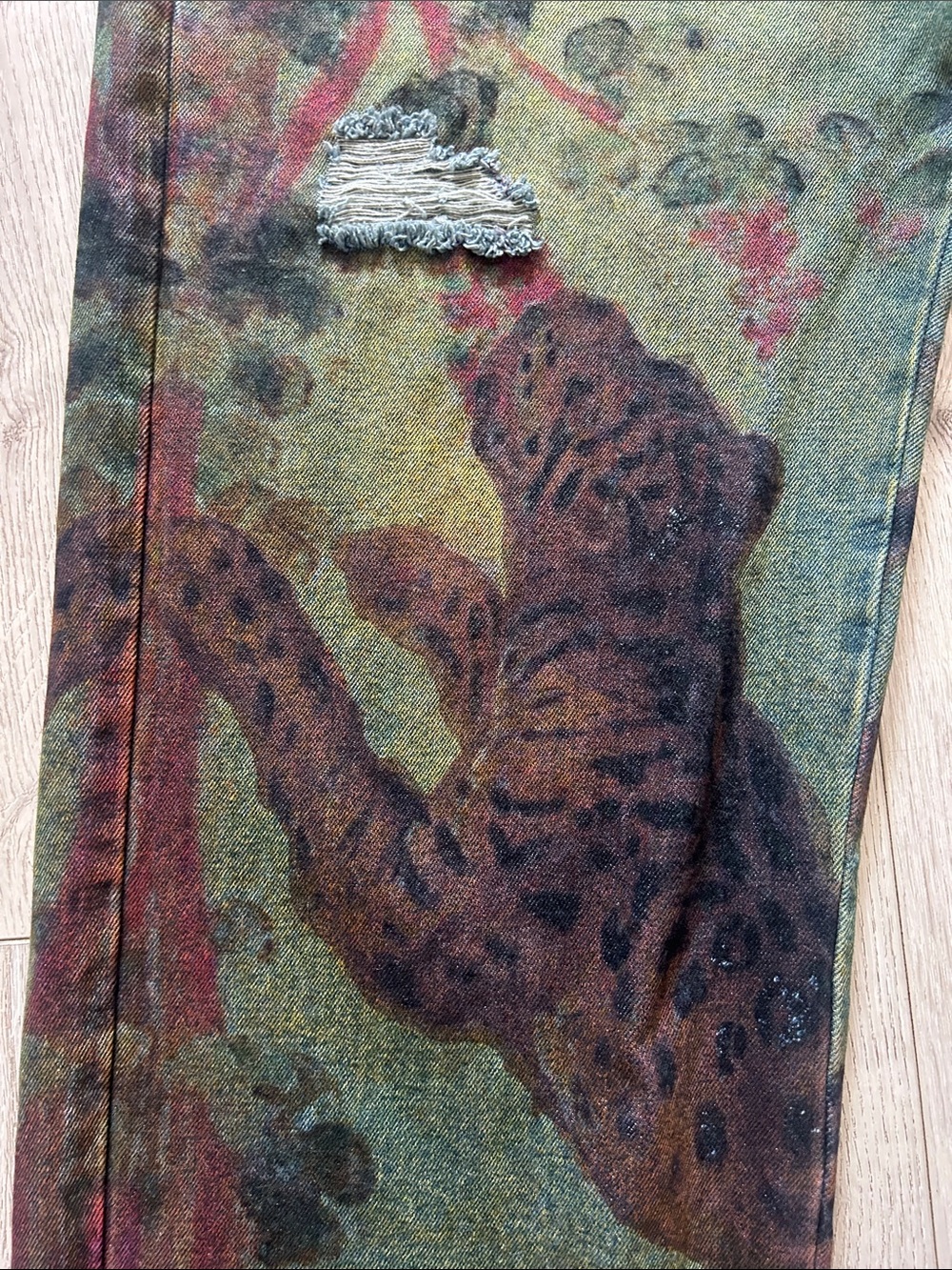 MNML Ultra Baggy Leopard Denim Jeans 34 - Picture 5 of 8